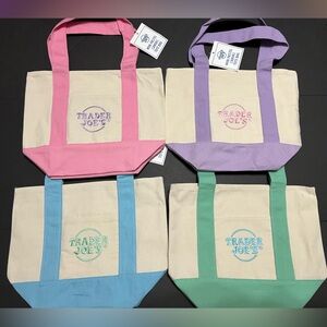 Trader Joe’S Mini Pastel Canvas Tote Bag - All Four Bags
